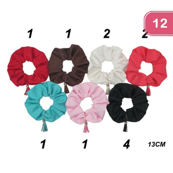 TASSEL CHARM HAIR SCRUNCHIE (12 UNITS)