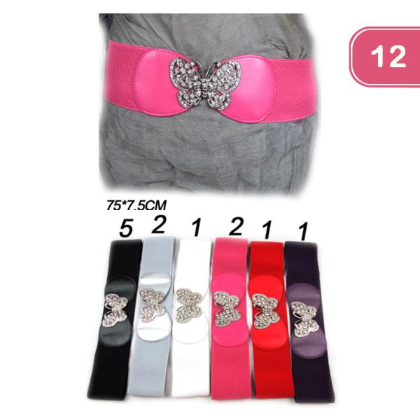 BUTTERFLY RHINESTONE WIDE BELT (12 UNITS)