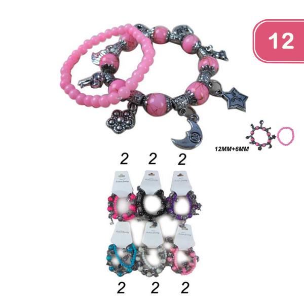 MOON STAR FLOWER CHARM BRACELET (12 UNITS)