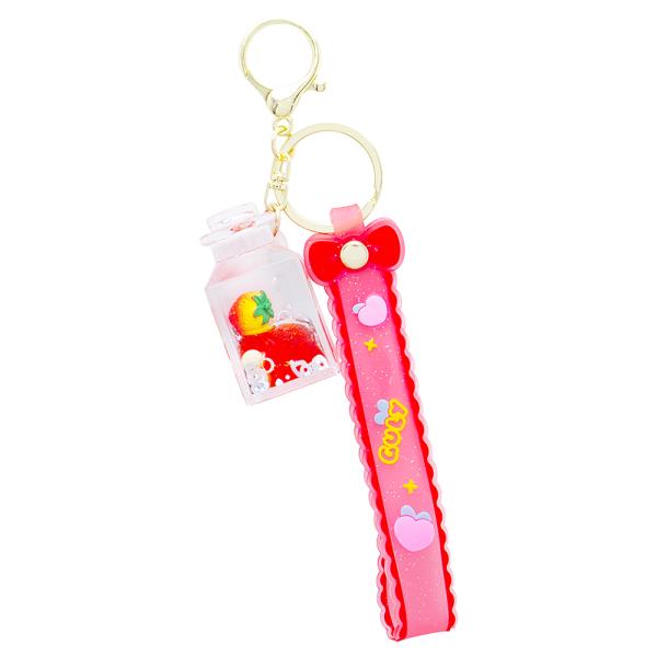 TROPICAL FRUIT FLOATING BUBBLE BAG CHARM KEY CHAIN W STRAP