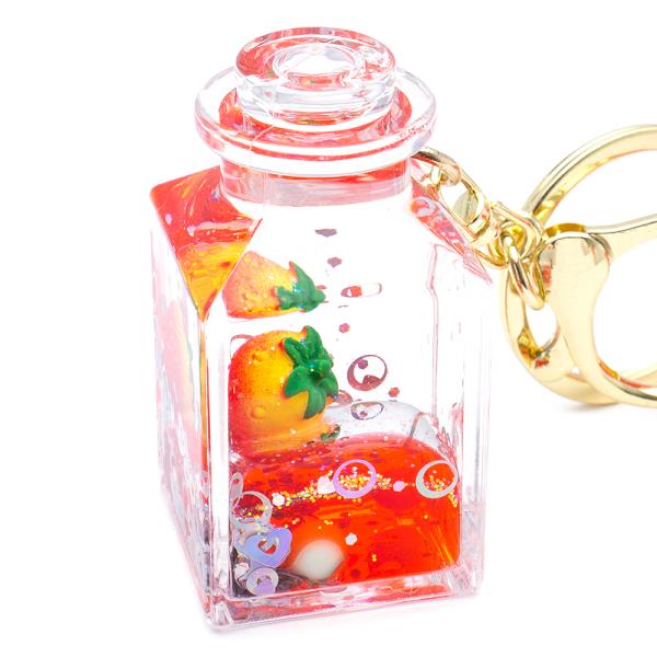 TROPICAL FRUIT FLOATING BUBBLE BAG CHARM KEY CHAIN W STRAP