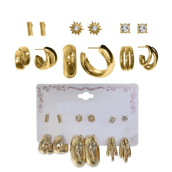 METAL HOOP MULTI EARRING SET