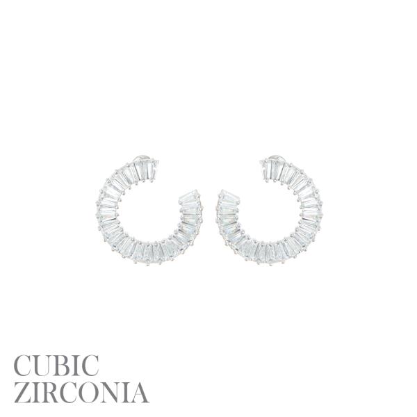 CZ BAGUETTE OPEN ROUND POST EARRING