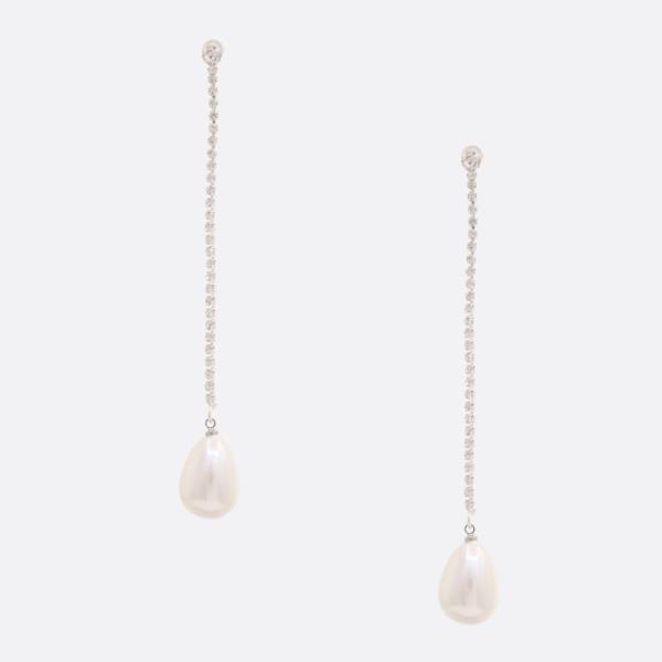 RHINESTONE TEARDROP PEARL EARRING