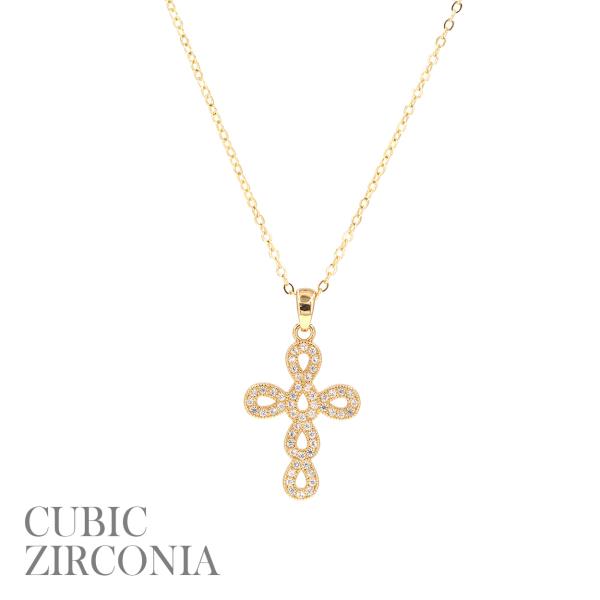 CZ BUBBLE CROSS NECKLACE