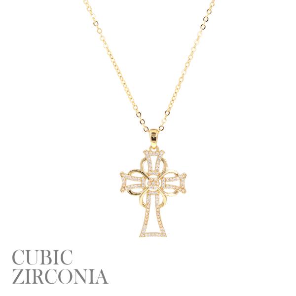 CZ CROSS OUTLINE NECKLACE