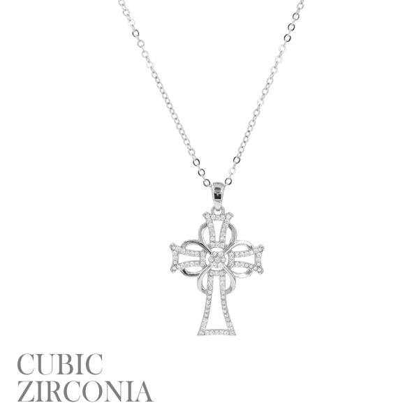 CZ CROSS OUTLINE NECKLACE