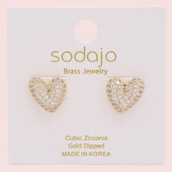 SODAJO HEART CZ GOLD DIPPED EARRING