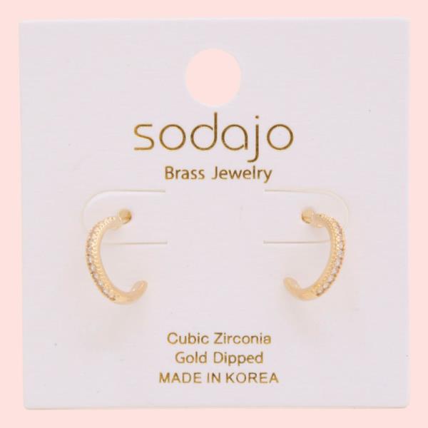 SODAJO DAINTY CZ OPEN HOOP GOLD DIPPED EARRING