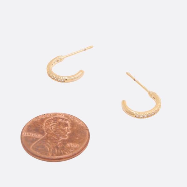 SODAJO DAINTY CZ OPEN HOOP GOLD DIPPED EARRING