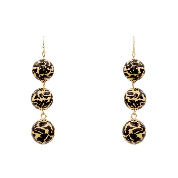 LEOPARD PRINT EMBELLISHED BEAD TIERED ORNAMENT DROP EARRING