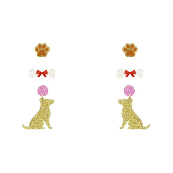 DOG EARRING 3 PAIR SET