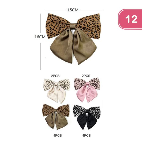 LEOPARD PRINT HAIR BOW (12 UNITS)