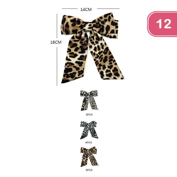 LEOPARD HAIR BOW PIN (12 UNITS)