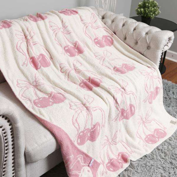 CHERRY W/ RIBBON REVERSIBLE THROW BLANKET