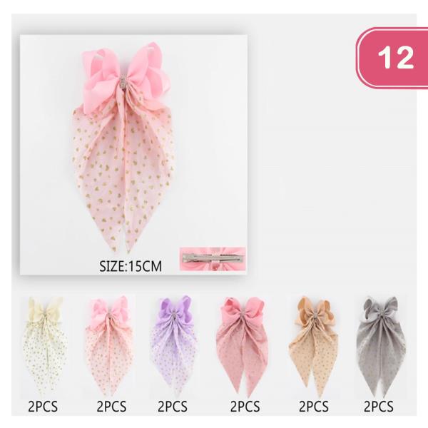 LONG TAIL BOW HAIR PIN (12 UNITS)