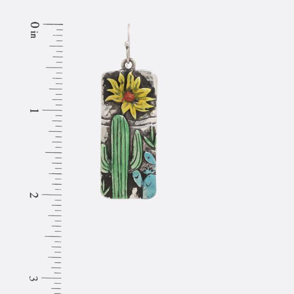 WESTERN STYLE CACTUS SUNFLOWER DANGLE EARRING