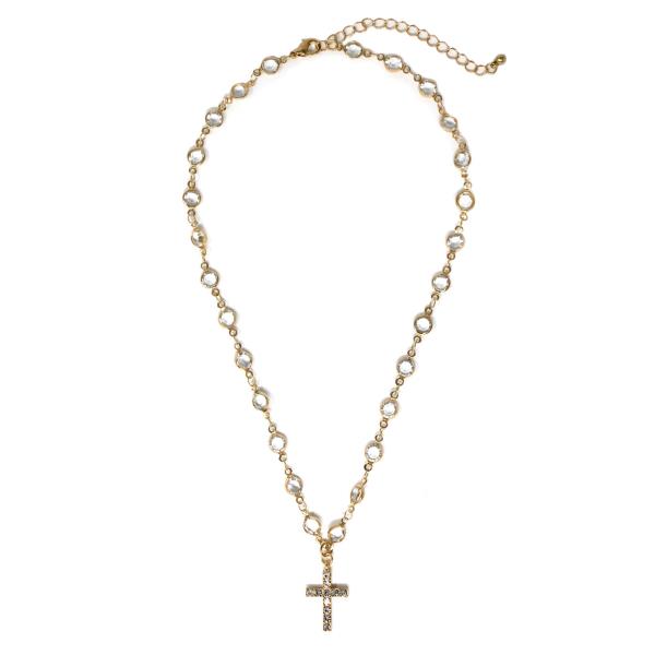 CLEAR STONE CROSS PENDANT NECKLACE