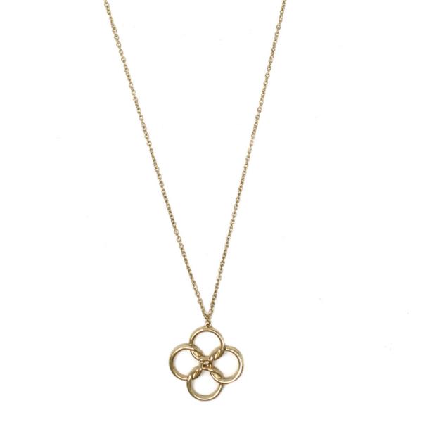 FLOWER ROUND PENDANT METAL NECKLACE