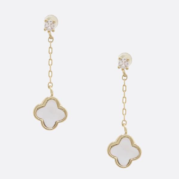 MOTHER OF PEARL CLOVER DANGLE EARRING