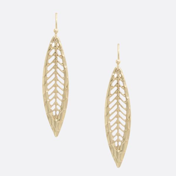 LEAF SHAPE METAL DANGLE EARRING