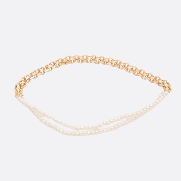 PEARL BEAD METAL LINK BRACELET