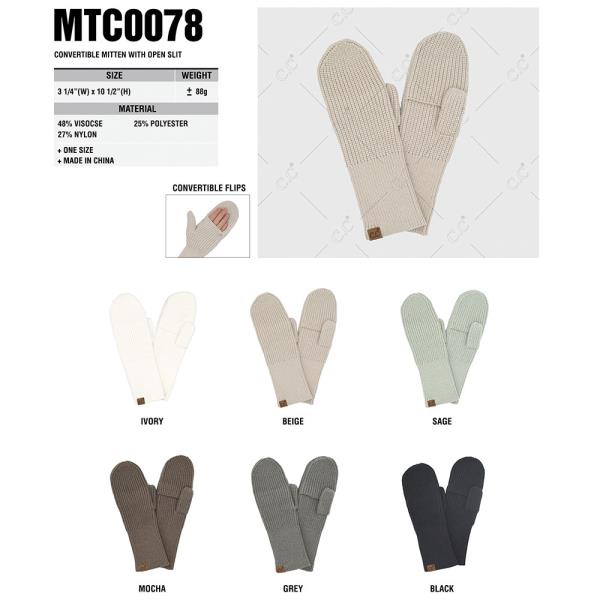 CC CONVERTIBLE MITTEN WITH OPEN SLIT