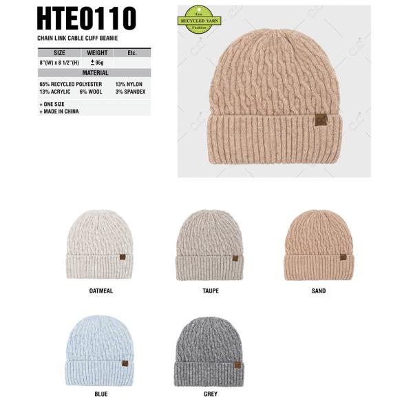 CC CABLE CUFF POM BEANIE