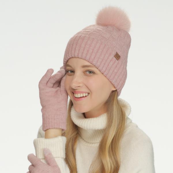 CC WEAVING TEXTURE POM BEANIE