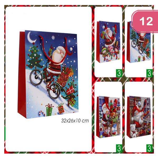 CUTE SANTA W/FRIENDS CHRISTMAS BAG (12 UNITS)