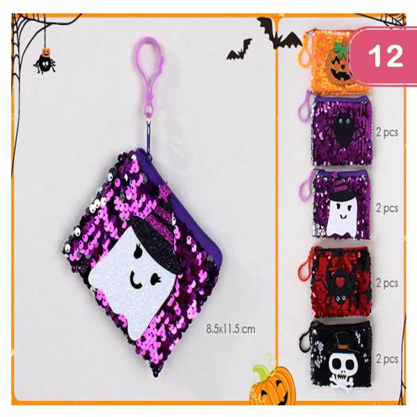 SEQUIN HALLOWEEN COIN PURSE KEYCHAIN