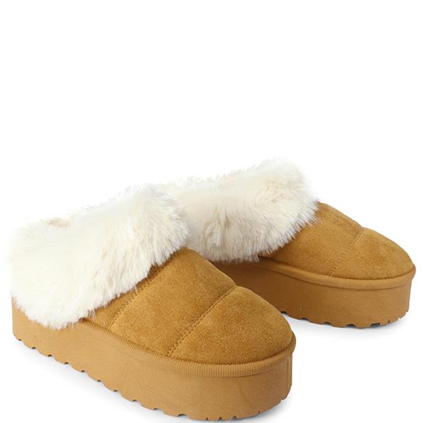 THICK PLATFORM FAUX FUR SLIDE 12 PAIRS