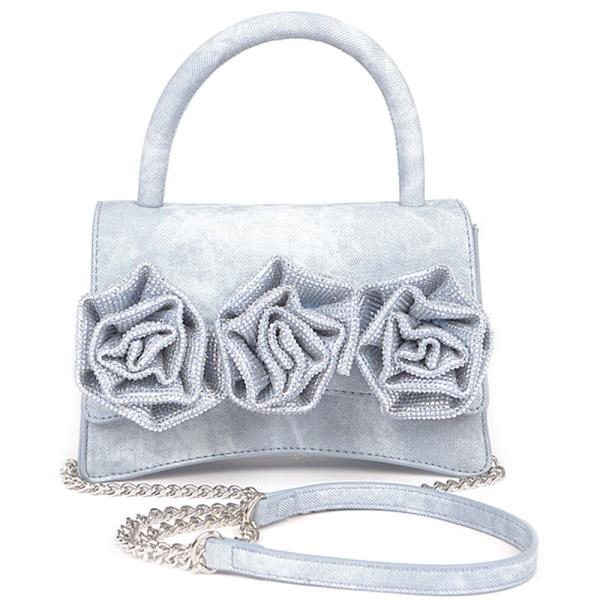 RHINESTONE HOT FIX FLOWER HANDLE BAG