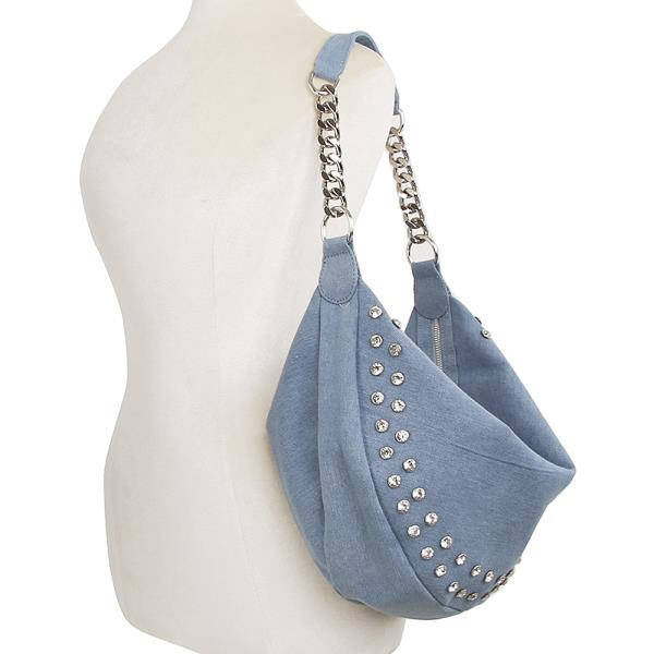 PLAIN DENIM SHOULDER HOBO BAG