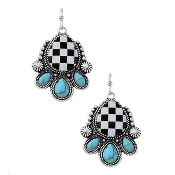 WESTERN TQ SEMI STONE DANGL EARRING