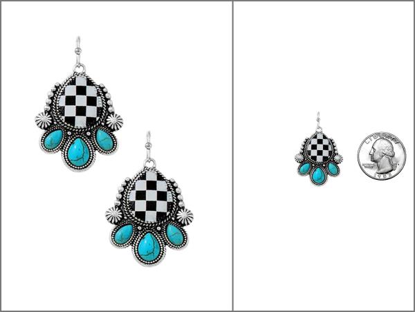 WESTERN TQ SEMI STONE DANGL EARRING