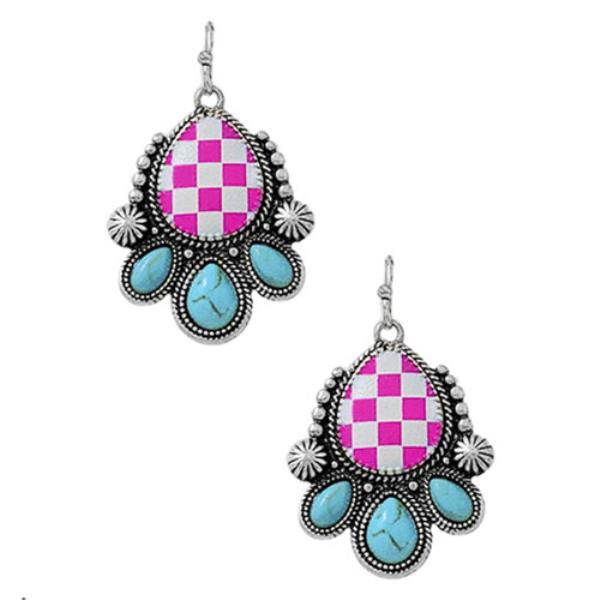 WESTERN TQ SEMI STONE DANGL EARRING