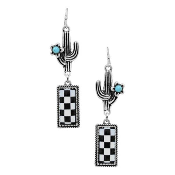 WESTERN CACTUS SEMI STONE POST EARRING