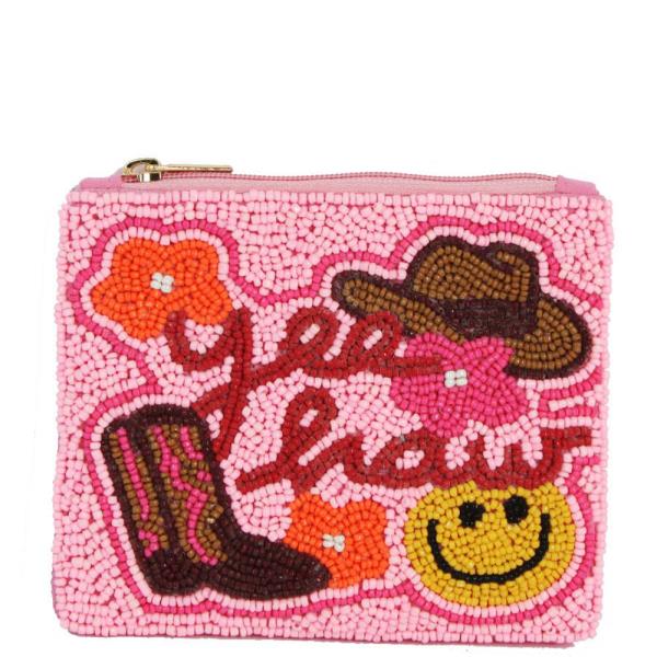 SEED BEAD YEEHAW WESTERN COIN PURSE BAG