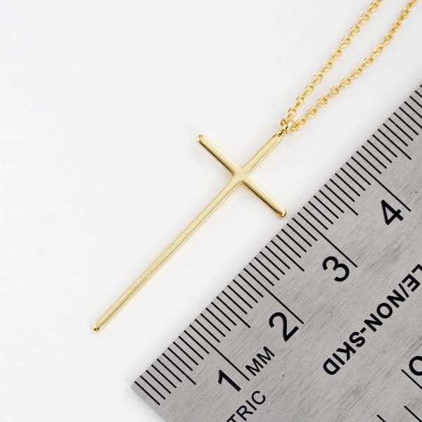 GOLD DIPPED METAL CROSS PENDANT NECKLACE