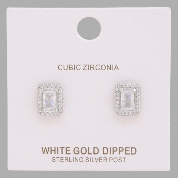 RECTANGLE CZ GOLD DIPPED EARRING