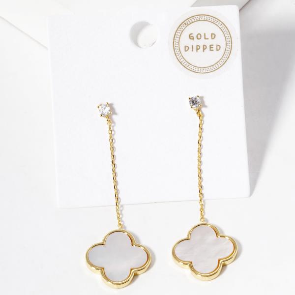 GOLD DIPPED CLOVER DANGLE EARRING