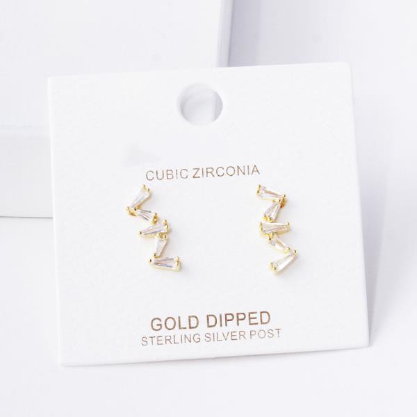 GOLD DIPPED CZ POST EARRING