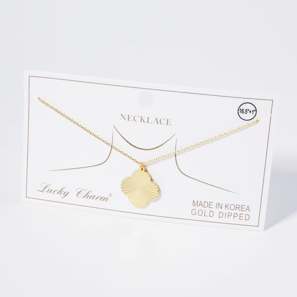 GOLD DIPPED CLOVER PENDANT NECKLACE