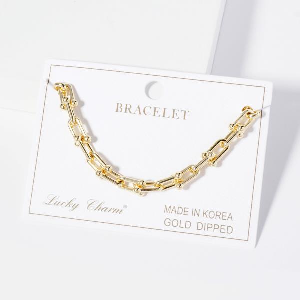 GOLD DIPPED METAL U CHAIN BRACELET