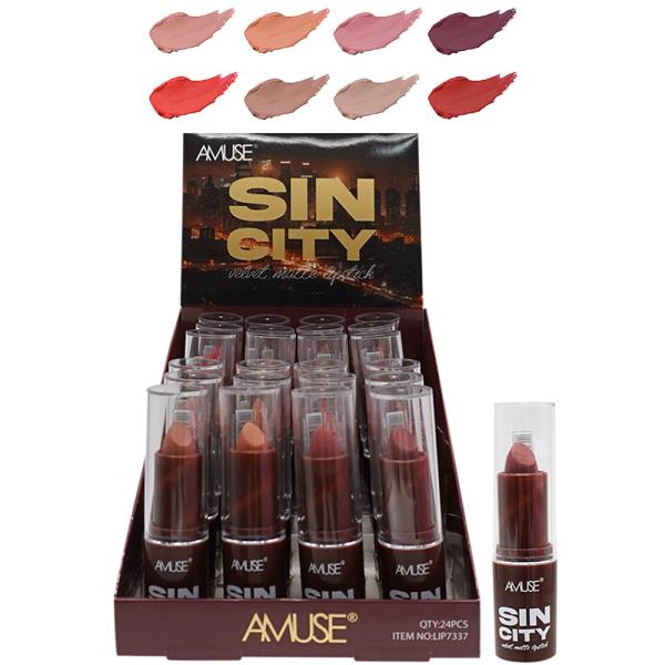 AMUSE SIN CITY VELVET MATTE LIPSTICK (24 UNITS)