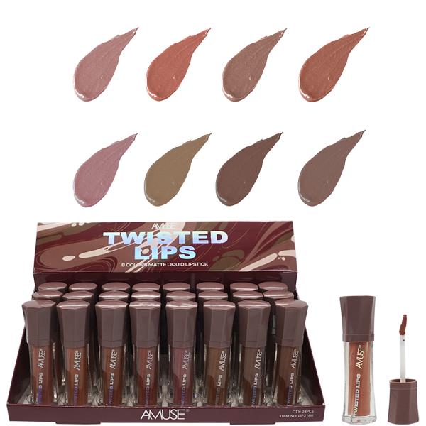 AMUSE TWISTED LIPS 8 COLORS MATTE LIQUID LIPSTICK (24 UNITS)