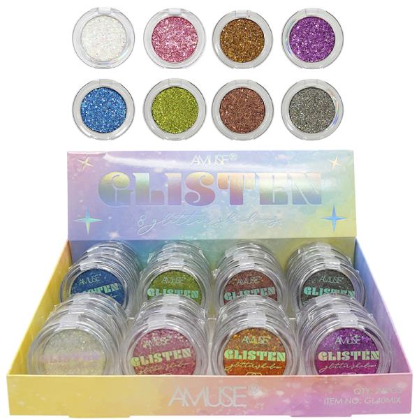 AMUSE GLISTEN 8 GLITTER SHADOW (24 UNITS)