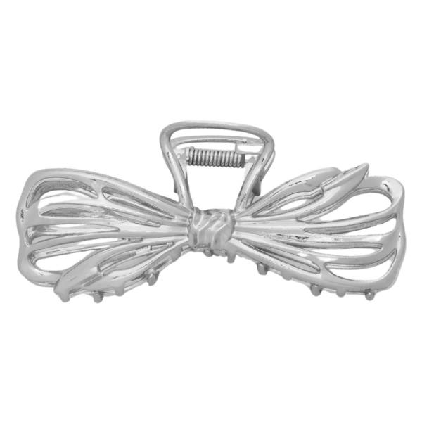 METAL RIBBON BOW HAIR CLAW JAW CLIP