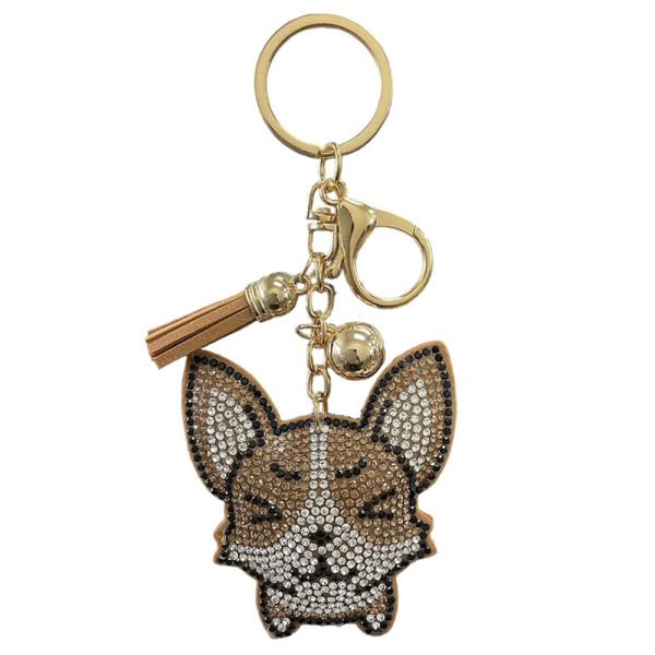 RHINESTONE DOG KEYCHAIN WITL TASSEL